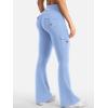 imageYEOREO CoreFlex Women Workout Flare Leggings with Pockets Hidden Scrunch High Waisted Cargo Gym Yoga No Front Seam LeggingsLight Blue