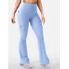 imageYEOREO CoreFlex Women Workout Flare Leggings with Pockets Hidden Scrunch High Waisted Cargo Gym Yoga No Front Seam LeggingsLight Blue