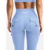 imageYEOREO CoreFlex Women Workout Flare Leggings with Pockets Hidden Scrunch High Waisted Cargo Gym Yoga No Front Seam LeggingsLight Blue