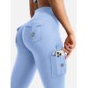 imageYEOREO CoreFlex Women Workout Flare Leggings with Pockets Hidden Scrunch High Waisted Cargo Gym Yoga No Front Seam LeggingsLight Blue