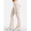 imageYEOREO CoreFlex Women Workout Flare Leggings with Pockets Hidden Scrunch High Waisted Cargo Gym Yoga No Front Seam LeggingsLight Khaki