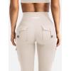 imageYEOREO CoreFlex Women Workout Flare Leggings with Pockets Hidden Scrunch High Waisted Cargo Gym Yoga No Front Seam LeggingsLight Khaki