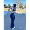 imageYEOREO CoreFlex Women Workout Flare Leggings with Pockets Hidden Scrunch High Waisted Cargo Gym Yoga No Front Seam LeggingsNavy
