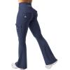 imageYEOREO CoreFlex Women Workout Flare Leggings with Pockets Hidden Scrunch High Waisted Cargo Gym Yoga No Front Seam LeggingsNavy