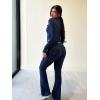 imageYEOREO CoreFlex Women Workout Flare Leggings with Pockets Hidden Scrunch High Waisted Cargo Gym Yoga No Front Seam LeggingsNavy
