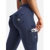 imageYEOREO CoreFlex Women Workout Flare Leggings with Pockets Hidden Scrunch High Waisted Cargo Gym Yoga No Front Seam LeggingsNavy