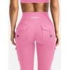 imageYEOREO CoreFlex Women Workout Flare Leggings with Pockets Hidden Scrunch High Waisted Cargo Gym Yoga No Front Seam LeggingsPink