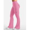 imageYEOREO CoreFlex Women Workout Flare Leggings with Pockets Hidden Scrunch High Waisted Cargo Gym Yoga No Front Seam LeggingsPink