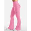 imageYEOREO CoreFlex Women Workout Flare Leggings with Pockets Hidden Scrunch High Waisted Cargo Gym Yoga No Front Seam LeggingsPink