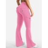 imageYEOREO CoreFlex Women Workout Flare Leggings with Pockets Hidden Scrunch High Waisted Cargo Gym Yoga No Front Seam LeggingsPink