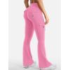 imageYEOREO CoreFlex Women Workout Flare Leggings with Pockets Hidden Scrunch High Waisted Cargo Gym Yoga No Front Seam LeggingsPink