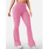 imageYEOREO CoreFlex Women Workout Flare Leggings with Pockets Hidden Scrunch High Waisted Cargo Gym Yoga No Front Seam LeggingsPink