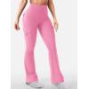 imageYEOREO CoreFlex Women Workout Flare Leggings with Pockets Hidden Scrunch High Waisted Cargo Gym Yoga No Front Seam LeggingsPink