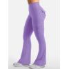 imageYEOREO CoreFlex Women Workout Flare Leggings with Pockets Hidden Scrunch High Waisted Cargo Gym Yoga No Front Seam LeggingsPurple