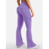 imageYEOREO CoreFlex Women Workout Flare Leggings with Pockets Hidden Scrunch High Waisted Cargo Gym Yoga No Front Seam LeggingsPurple
