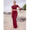 imageYEOREO CoreFlex Women Workout Flare Leggings with Pockets Hidden Scrunch High Waisted Cargo Gym Yoga No Front Seam LeggingsWine