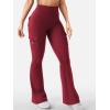 imageYEOREO CoreFlex Women Workout Flare Leggings with Pockets Hidden Scrunch High Waisted Cargo Gym Yoga No Front Seam LeggingsWine