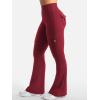 imageYEOREO CoreFlex Women Workout Flare Leggings with Pockets Hidden Scrunch High Waisted Cargo Gym Yoga No Front Seam LeggingsWine