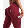 imageYEOREO CoreFlex Women Workout Flare Leggings with Pockets Hidden Scrunch High Waisted Cargo Gym Yoga No Front Seam LeggingsWine