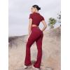 imageYEOREO CoreFlex Women Workout Flare Leggings with Pockets Hidden Scrunch High Waisted Cargo Gym Yoga No Front Seam LeggingsWine