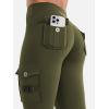 imageYEOREO CoreFlex Workout Cargo Leggings with Pockets for Women Hidden Scrunch Butt Lifting Leggings Gym Yoga PantsArmy Green