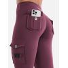 imageYEOREO CoreFlex Workout Cargo Leggings with Pockets for Women Hidden Scrunch Butt Lifting Leggings Gym Yoga PantsBlack Cherry