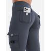 imageYEOREO CoreFlex Workout Cargo Leggings with Pockets for Women Hidden Scrunch Butt Lifting Leggings Gym Yoga PantsCarbon Grey