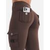 imageYEOREO CoreFlex Workout Cargo Leggings with Pockets for Women Hidden Scrunch Butt Lifting Leggings Gym Yoga PantsChocolate