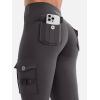 imageYEOREO CoreFlex Workout Cargo Leggings with Pockets for Women Hidden Scrunch Butt Lifting Leggings Gym Yoga PantsDark Grey