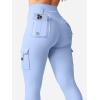 imageYEOREO CoreFlex Workout Cargo Leggings with Pockets for Women Hidden Scrunch Butt Lifting Leggings Gym Yoga PantsLight Blue