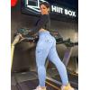 imageYEOREO CoreFlex Workout Cargo Leggings with Pockets for Women Hidden Scrunch Butt Lifting Leggings Gym Yoga PantsLight Blue