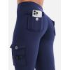 imageYEOREO CoreFlex Workout Cargo Leggings with Pockets for Women Hidden Scrunch Butt Lifting Leggings Gym Yoga PantsNavy