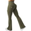 imageYEOREO CoreFlex Women Workout Flare Leggings with Pockets Hidden Scrunch High Waisted Cargo Gym Yoga No Front Seam LeggingsArmy Green