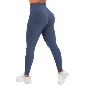 imageYEOREO Seamless Workout Leggings for Women Tummy Control Butt Lifting Gym Leggings Camili Impact High Waisted Yoga PantsBlue Gray
