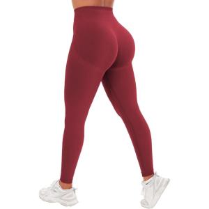 imageYEOREO Seamless Workout Leggings for Women Tummy Control Butt Lifting Gym Leggings Camili Impact High Waisted Yoga PantsScarlett Red