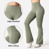 imageYEOREO Flare Leggings for Women Lynnie Bell Bottom Yoga Pants High Waisted Tummy Control Bootcut Workout LeggingsBean Green