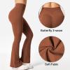 imageYEOREO Flare Leggings for Women Lynnie Bell Bottom Yoga Pants High Waisted Tummy Control Bootcut Workout LeggingsCaramel Brown