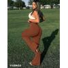 imageYEOREO Flare Leggings for Women Lynnie Bell Bottom Yoga Pants High Waisted Tummy Control Bootcut Workout LeggingsCaramel Brown