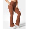 imageYEOREO Flare Leggings for Women Lynnie Bell Bottom Yoga Pants High Waisted Tummy Control Bootcut Workout LeggingsCaramel Brown