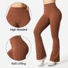 imageYEOREO Flare Leggings for Women Lynnie Bell Bottom Yoga Pants High Waisted Tummy Control Bootcut Workout LeggingsCaramel Brown