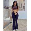 imageYEOREO Flare Leggings for Women Lynnie Bell Bottom Yoga Pants High Waisted Tummy Control Bootcut Workout LeggingsNavy