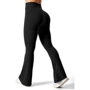 imageYEOREO Flare Leggings for Women Lynnie Bell Bottom Yoga Pants High Waisted Tummy Control Bootcut Workout LeggingsBlack