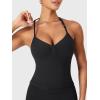 imageYEOREO SoftHue Impact Longline Strappy Top Womens Halter Workout Tank Tops Backless Gym Longline with Adjustable StrapBlack