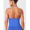 imageYEOREO SoftHue Impact Longline Strappy Top Womens Halter Workout Tank Tops Backless Gym Longline with Adjustable StrapElectric Blue