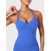 imageYEOREO SoftHue Impact Longline Strappy Top Womens Halter Workout Tank Tops Backless Gym Longline with Adjustable StrapElectric Blue