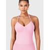 imageYEOREO SoftHue Impact Longline Strappy Top Womens Halter Workout Tank Tops Backless Gym Longline with Adjustable StrapPink