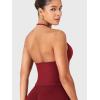 imageYEOREO SoftHue Impact Longline Strappy Top Womens Halter Workout Tank Tops Backless Gym Longline with Adjustable StrapScarlett Red