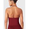 imageYEOREO SoftHue Impact Longline Strappy Top Womens Halter Workout Tank Tops Backless Gym Longline with Adjustable StrapScarlett Red