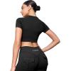 imageYEOREO SoftHue Womens Short Sleeve Crop Tops Caliyta Seamless Workout Impact T Shirts Crew Neck Raglan Gym Yoga Tees Slim FitBlack
