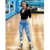 imageYEOREO Workout Leggings for Women Jada Scrunch Butt Lifting Leggings Seamless Screen Print Gym Yoga PantsBlue Marble
